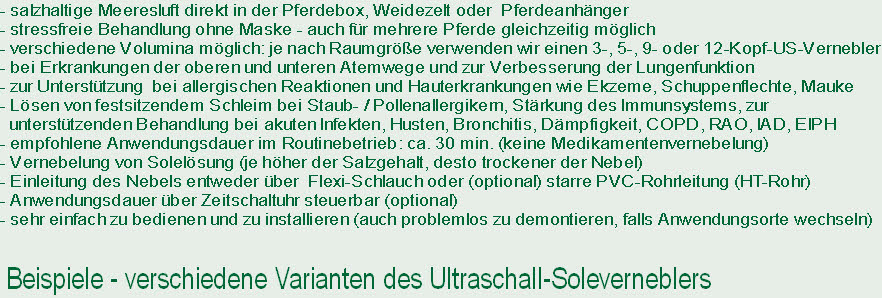 Beispiele - verschiedene Varianten des Ultraschall-Soleverneblers